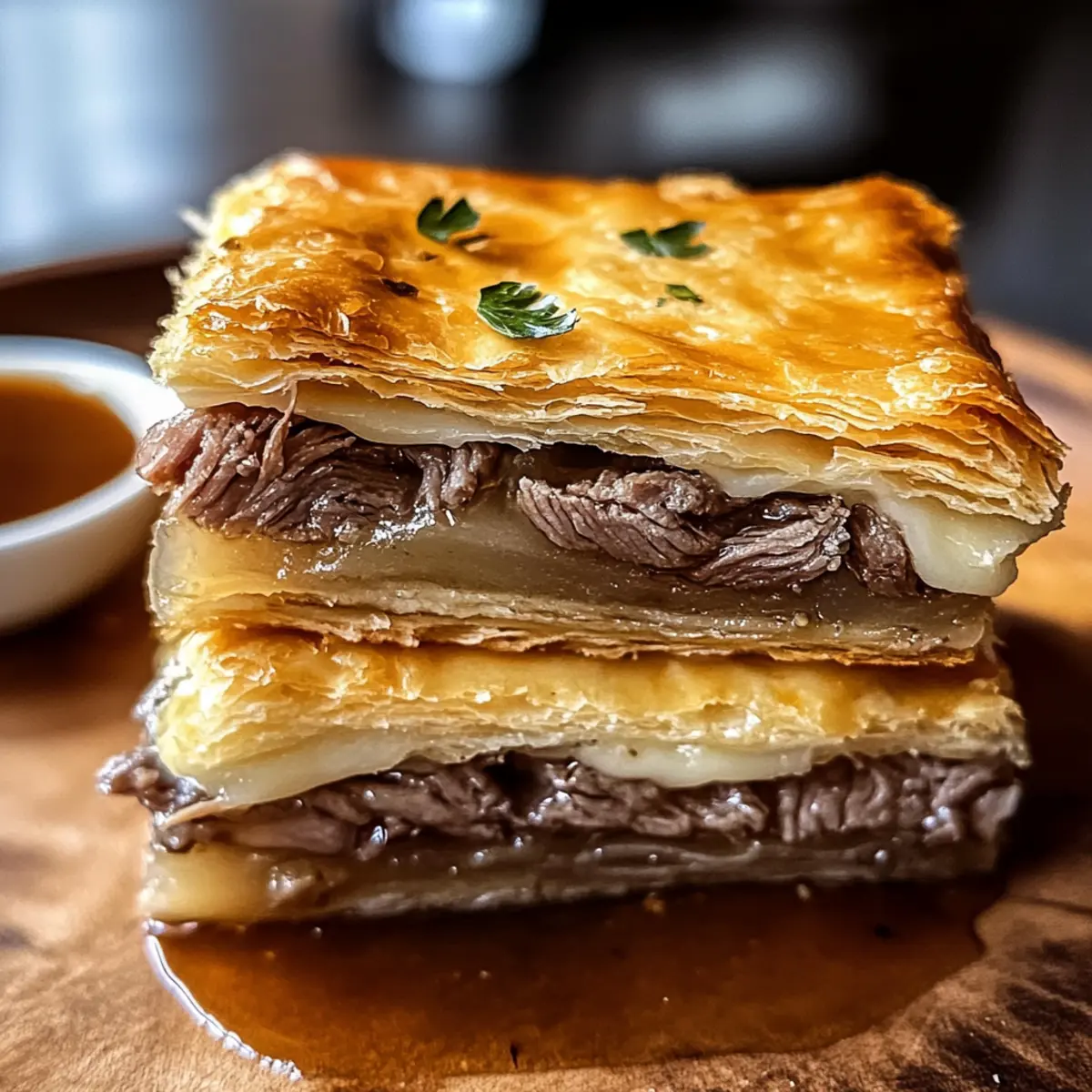 Französische Dip Quadrat für den perfekten Snack