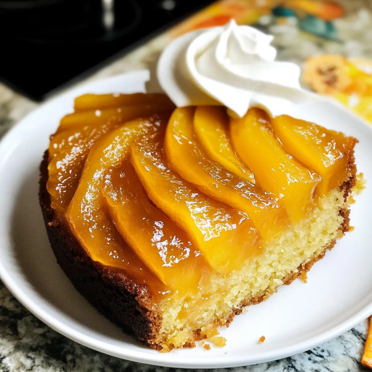 Mango umgekehrter Kuchen mit Kokoscreme