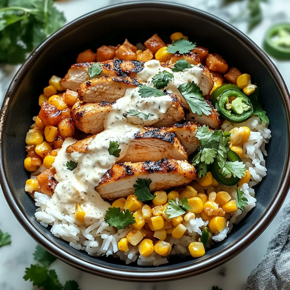 Mexikanische Straßenmais-Hühnchen-Schüssel einfach gemacht
