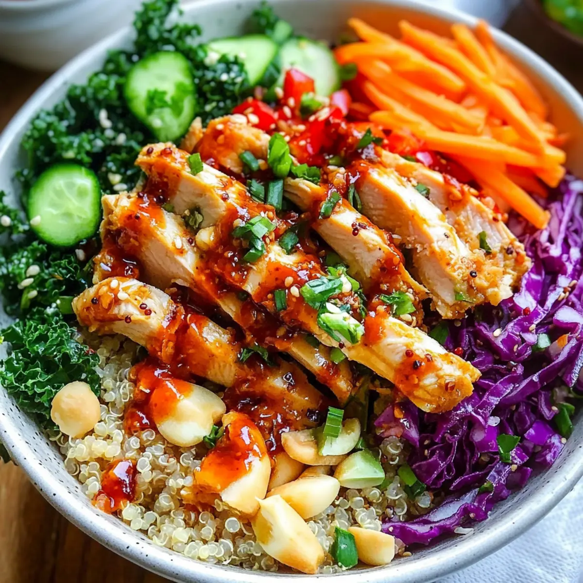 Thaiknoblauch-Chili-Hühnchen Buddha-Schalen leicht gemacht