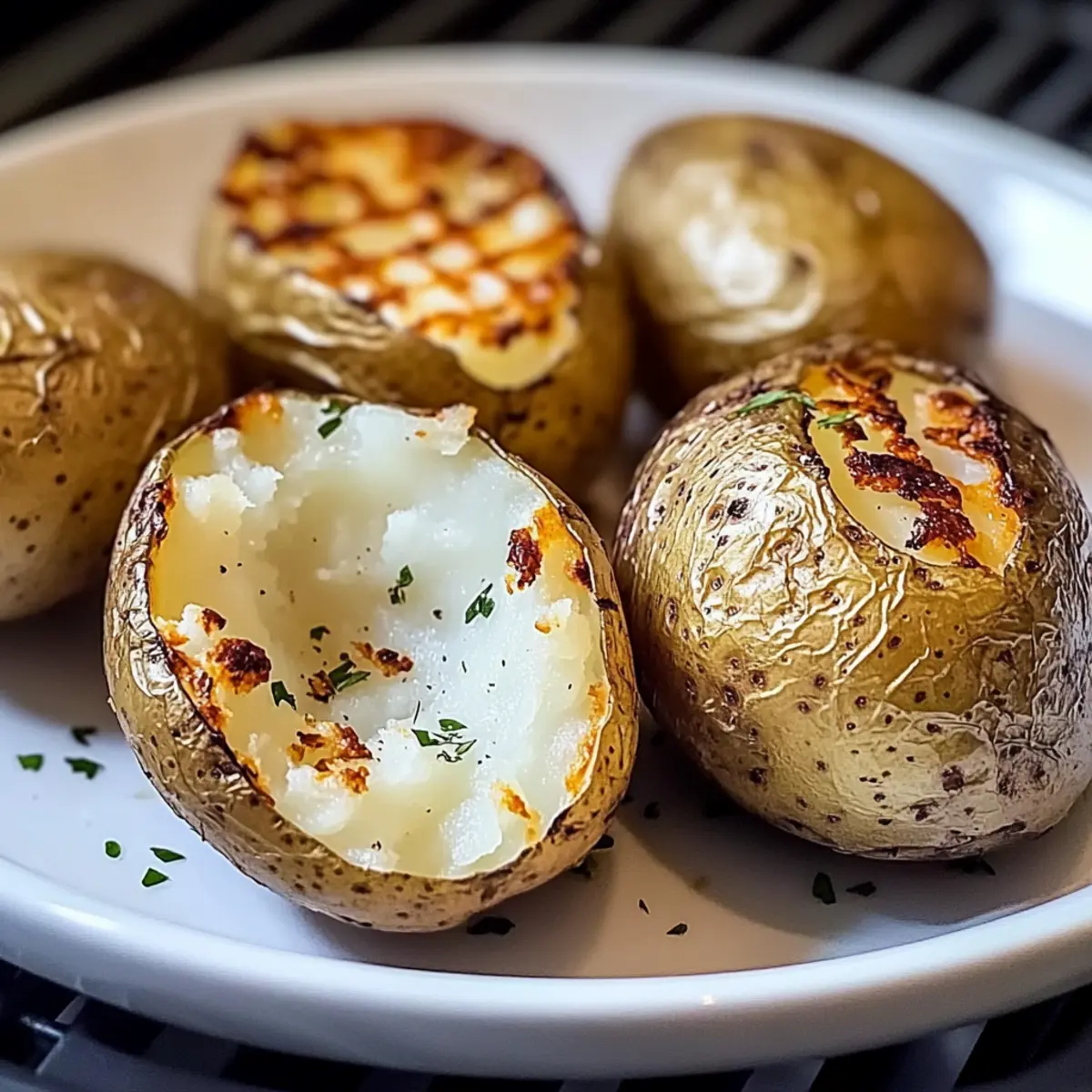 Luftfritteuse gebackene Kartoffeln mit knusprigen Schalen