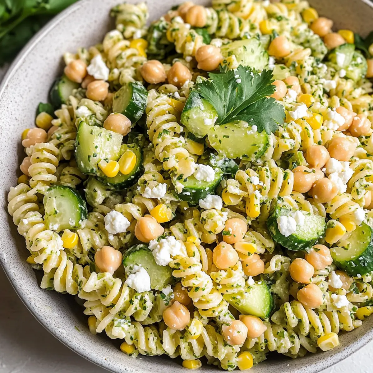 Koriander Limetten Pasta Salat für heiße Tage