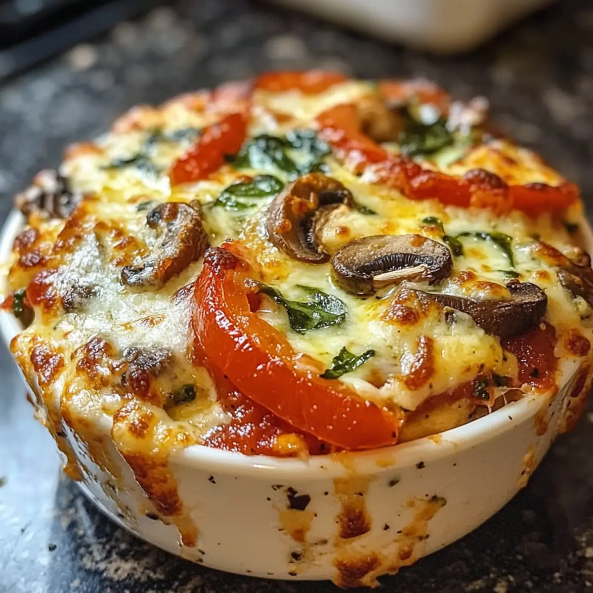 Hüttenkäse-Pizza-Schüssel für schnelles Kochen