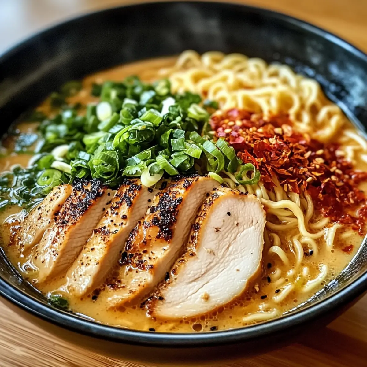 Cremige Knoblauch-Hühnchen-Ramen für jeden Tag