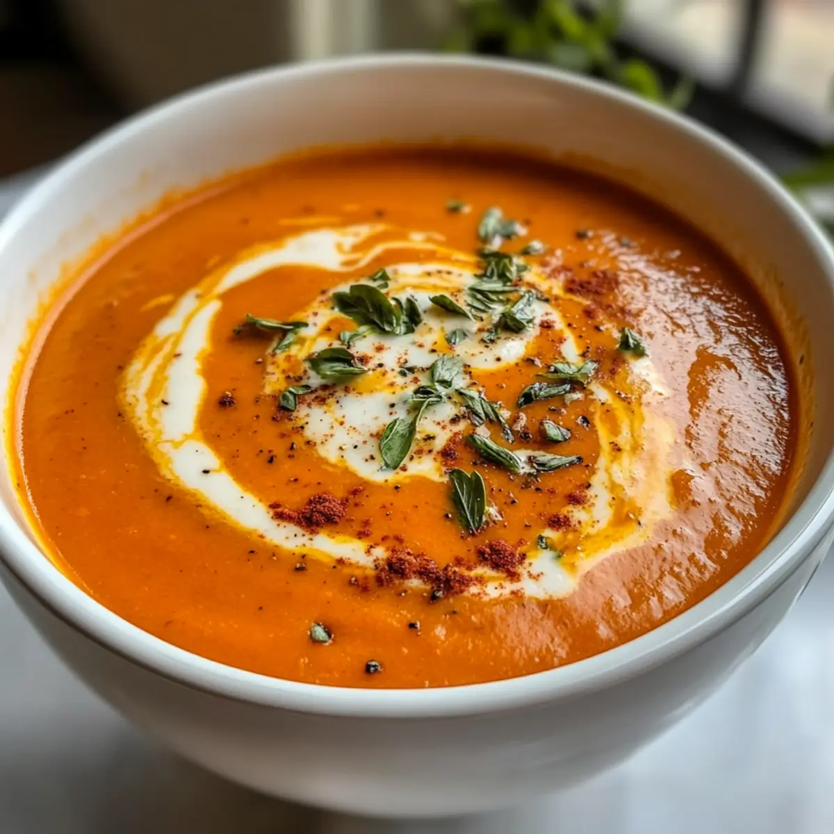 Cremige geröstete Paprika Gouda Suppe für kalte Tage