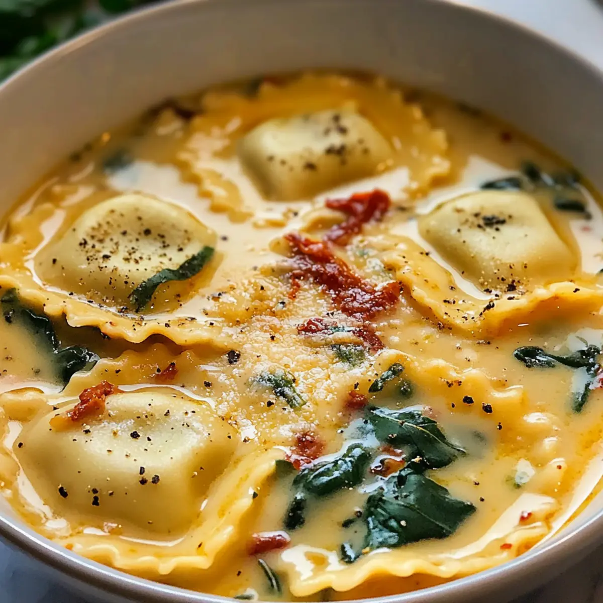 Cremige Toskanische Ravioli-Suppe für Seelenwärmer
