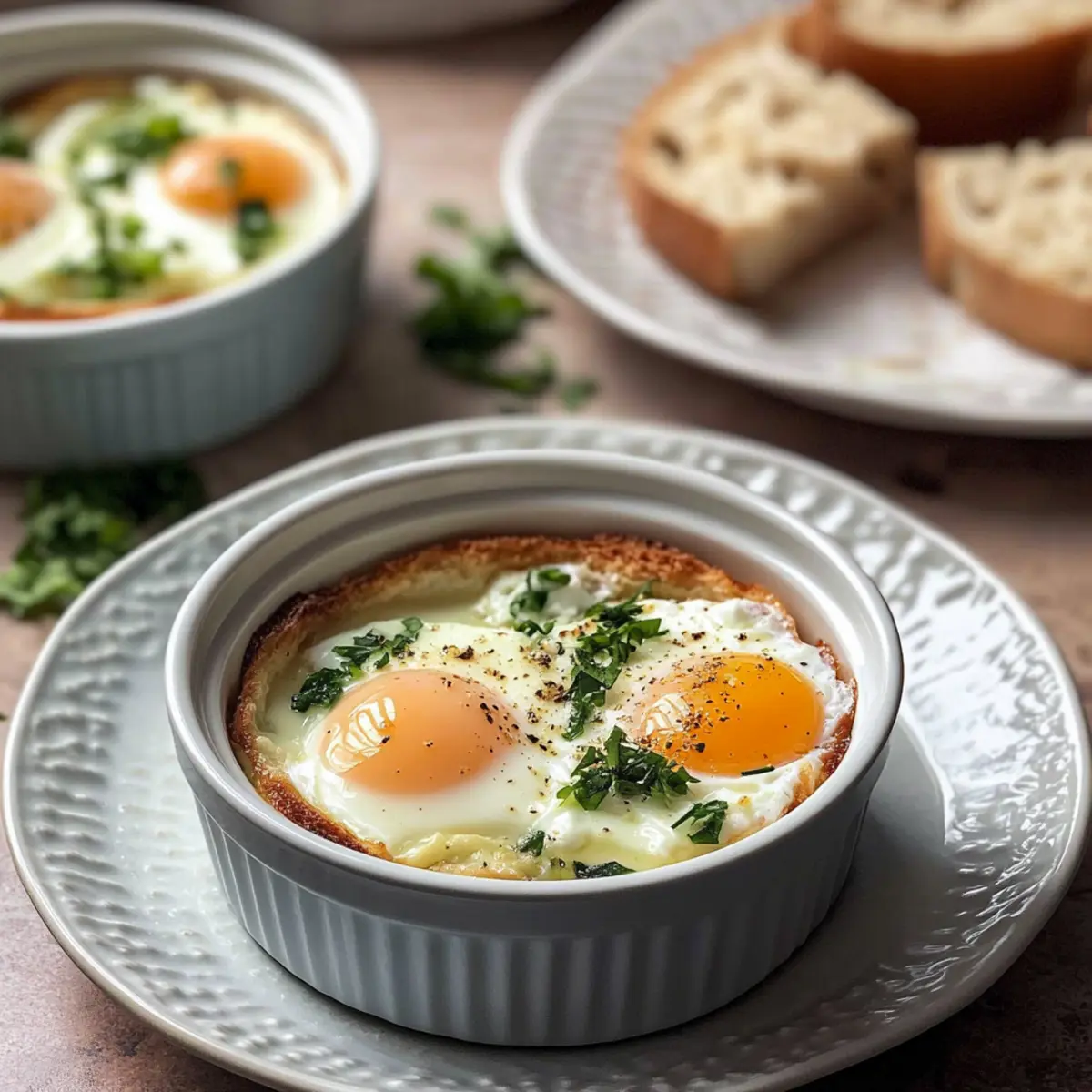 Französische gebackene Eier für den perfekten Brunch