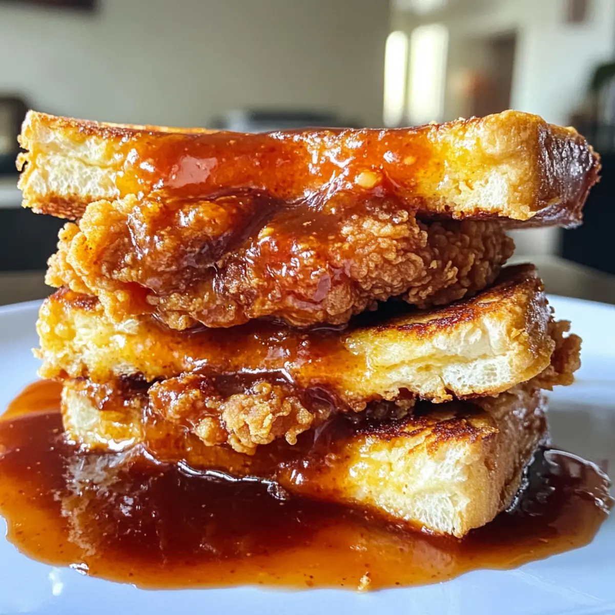 Frittierte Hühnchen-Sandwich mit French Toast Twist