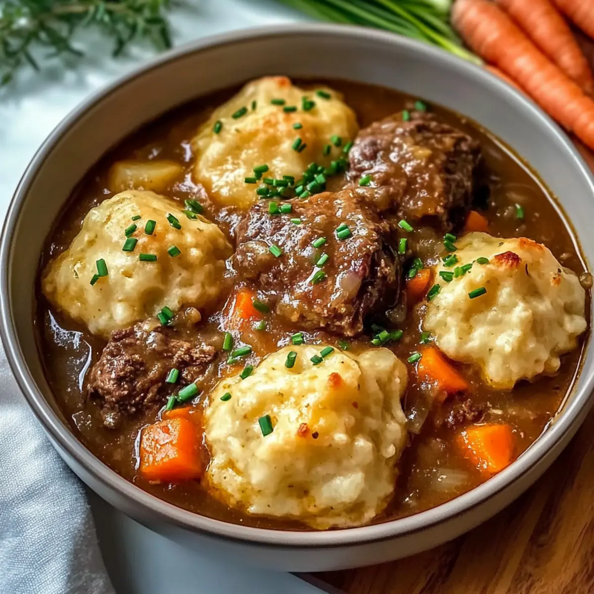 Irisches Eintopfgericht mit Cheddar-Teigtaschen zaubern