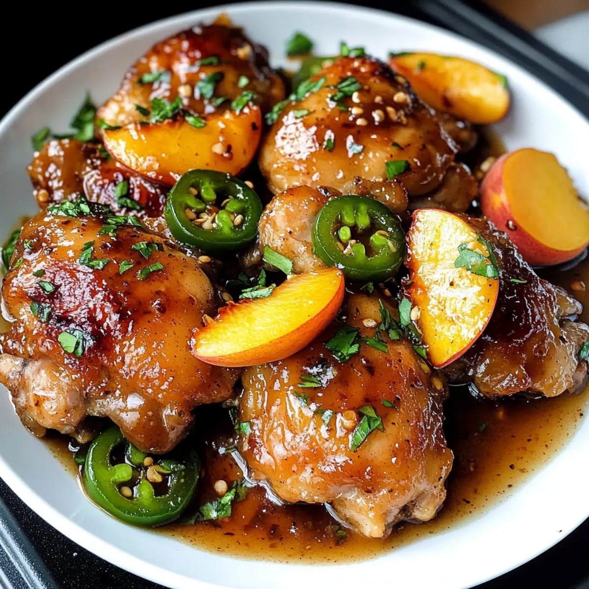 Jalapeño Pfirsich Hähnchen für den Sommerabend