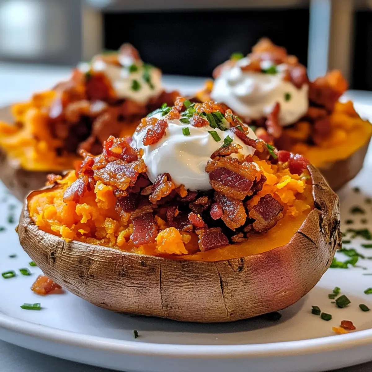 Gefüllte Süßkartoffeln mit Rinderbacon & Sauerrahm