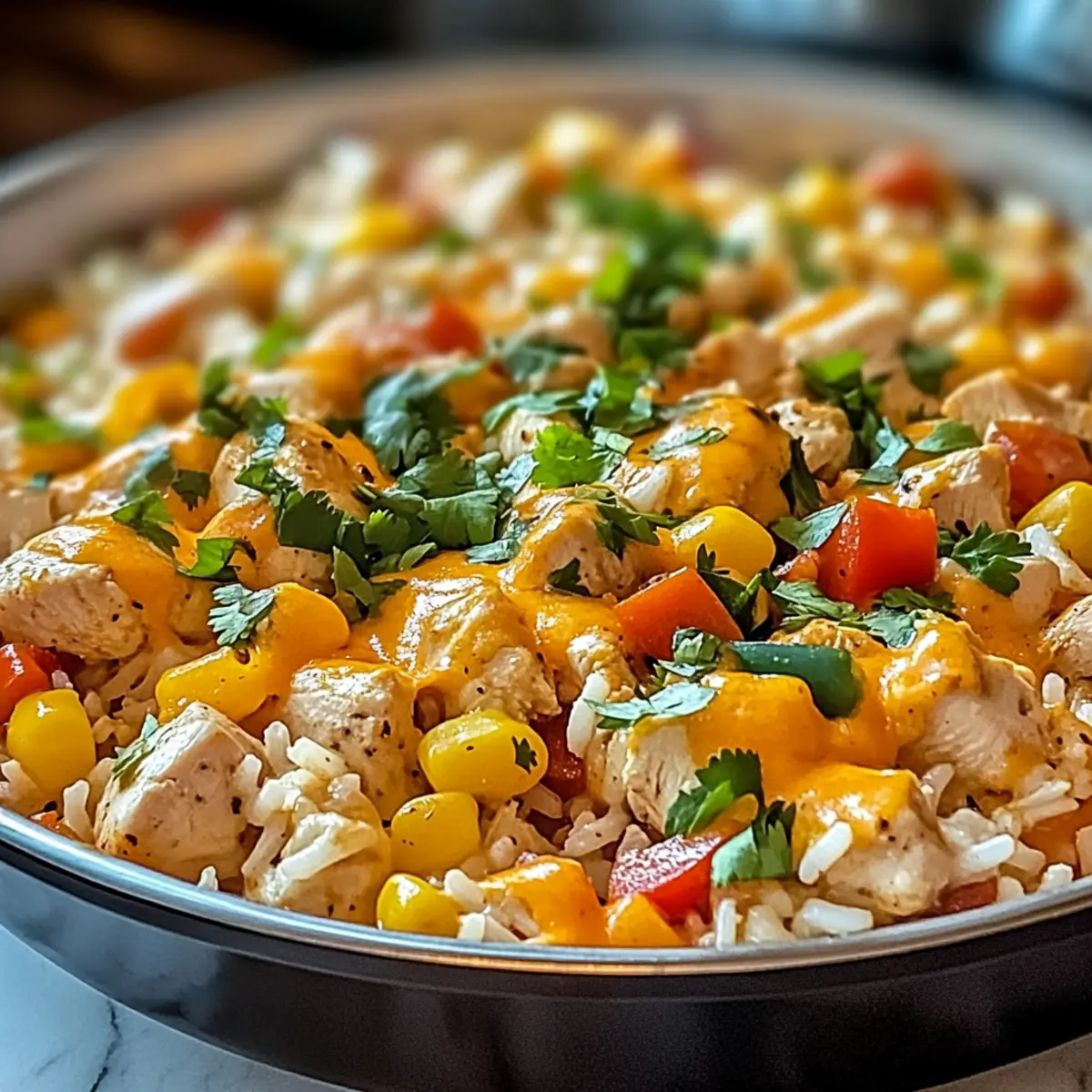 Ein-Topf Käse Südwest-Hühnchen & Reis Genuss