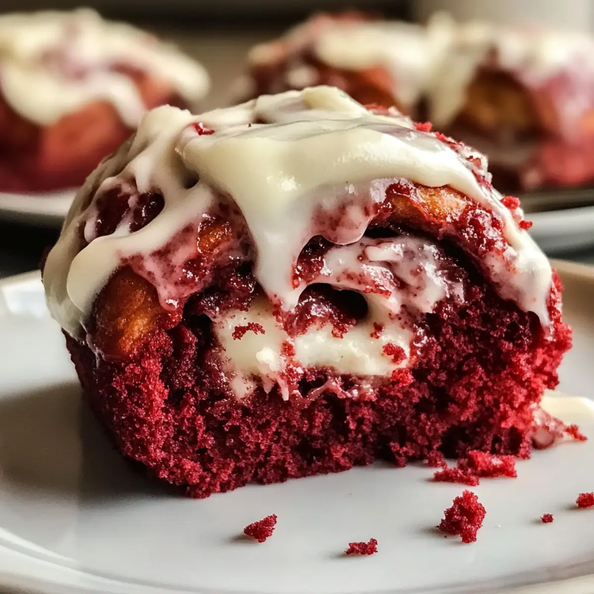 Rote Samt Zimtschnecken mit frischer Vanilleglasur