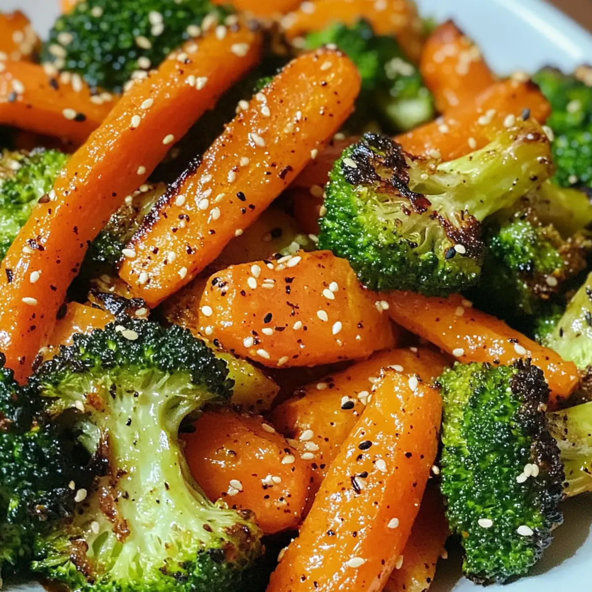 Gerösteter Brokkoli und Karotten in Asiatischer Art