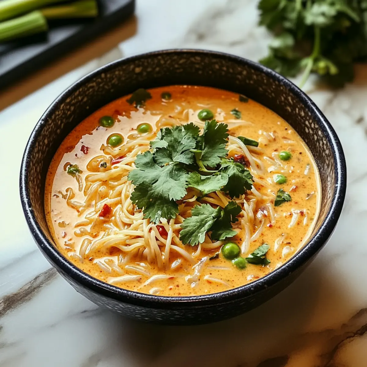 Scharfe Kokosnussnudeln mit cremiger Sauce