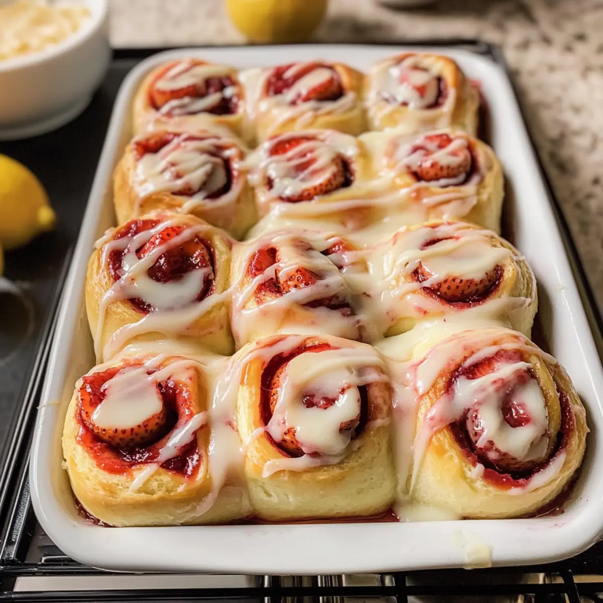 Erdbeerrollen mit Zitronenguss für Sommerfreuden