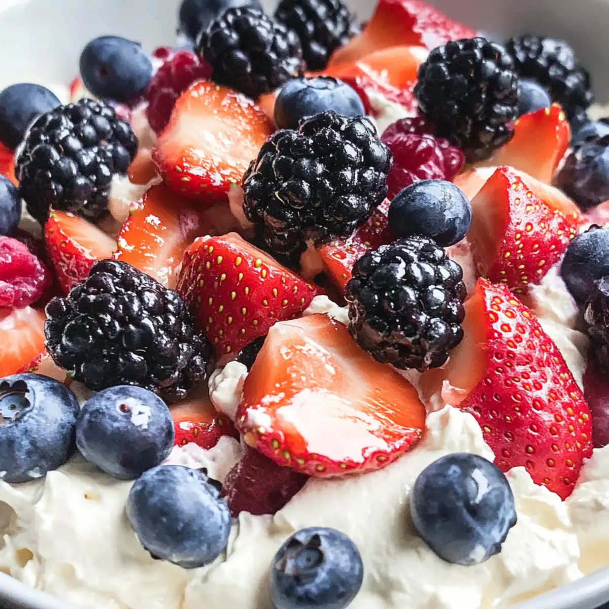 Drei-Beeren-Käsekuchen-Fruchtsalat für den Sommer