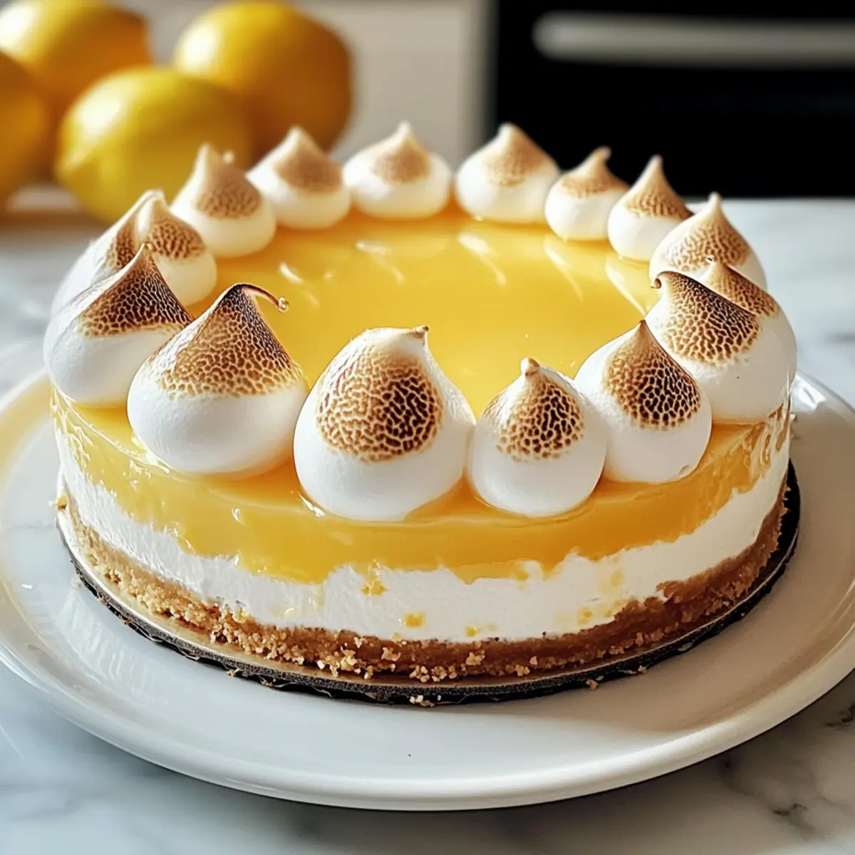 Dreifache Zitronenmeringue-Käsekuchen für Genussmomente