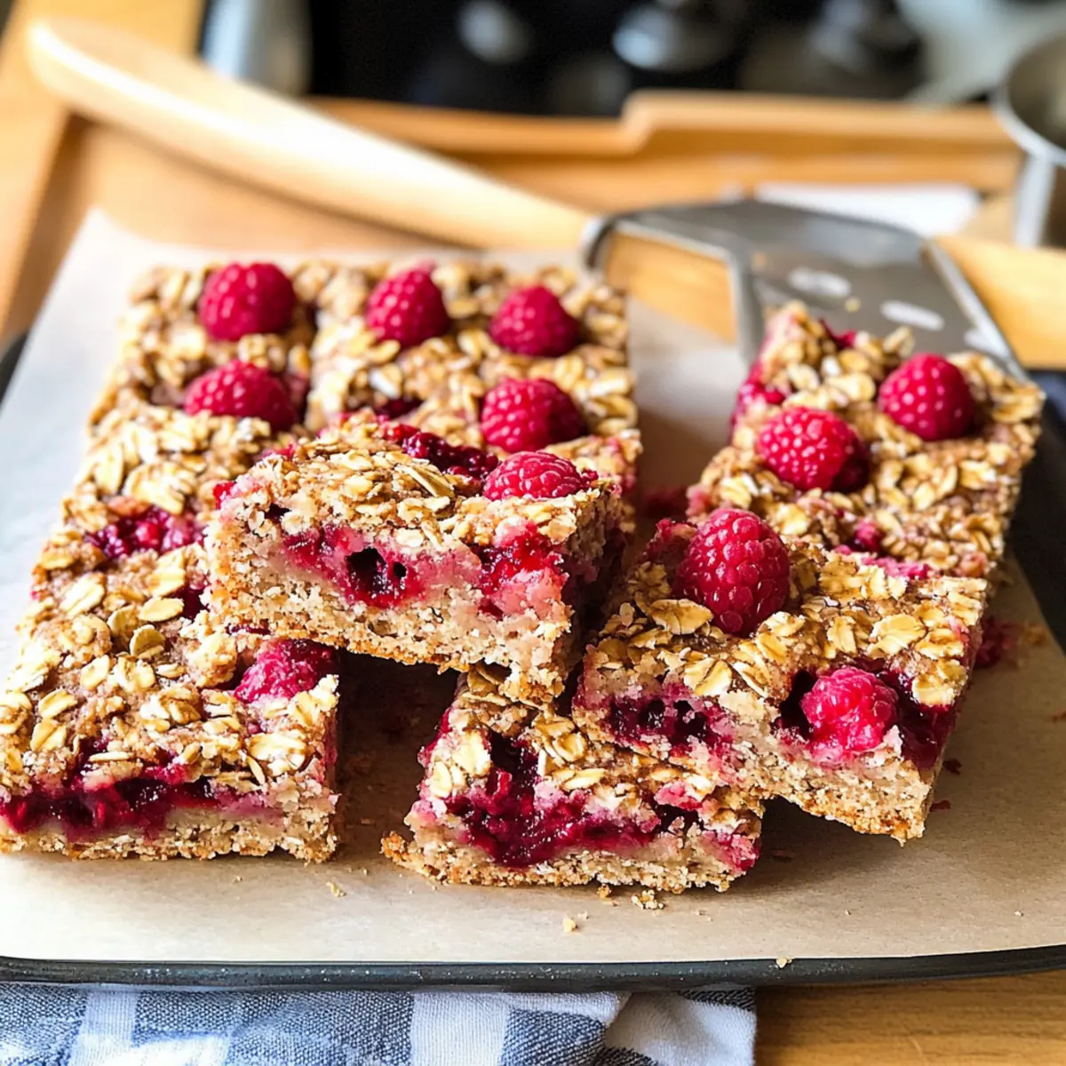 Bananen-Haferflocken-Riegel mit Himbeeren für alle