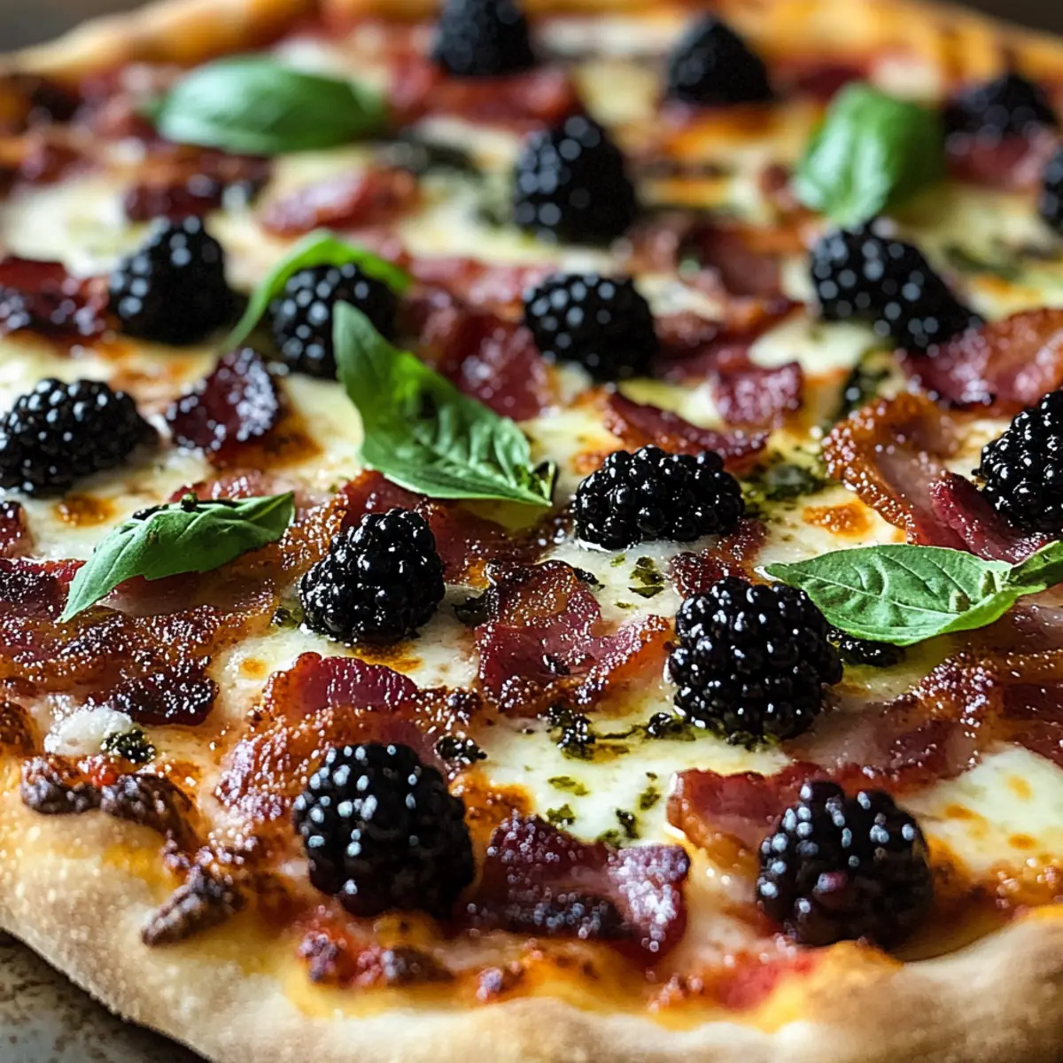Schwarze Johannisbeere Speck Basilikum Pizza Spaß