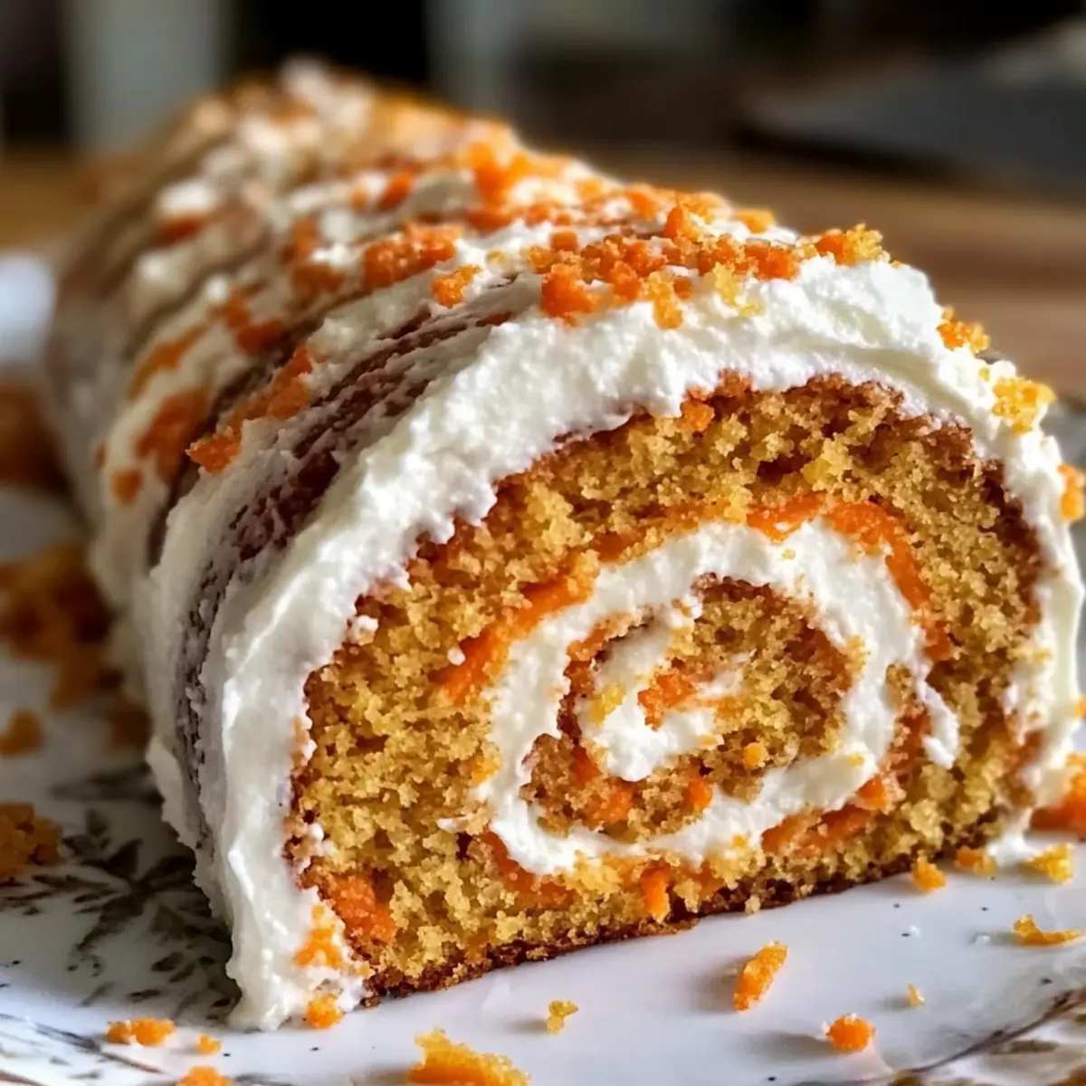 Karottenkuchenrolle mit Frischkäse-Frosting Rezept