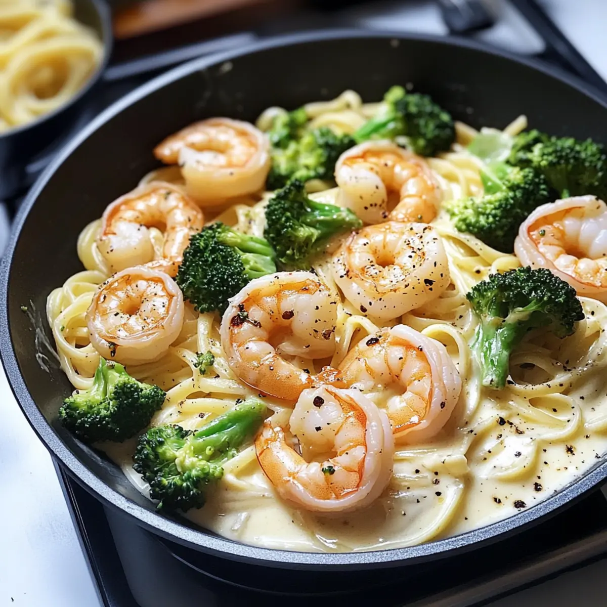 Cremige Garnelen- und Brokkoli-Pasta für Genießer