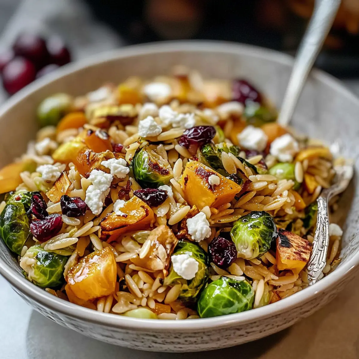 Herbsternte Orzo Salat mit herbstlichen Aromen