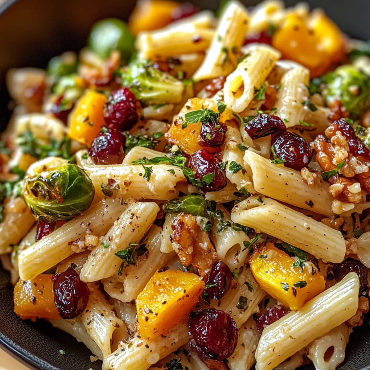 Ernte-Nudelsalat mit Kürbis und Rosenkohl