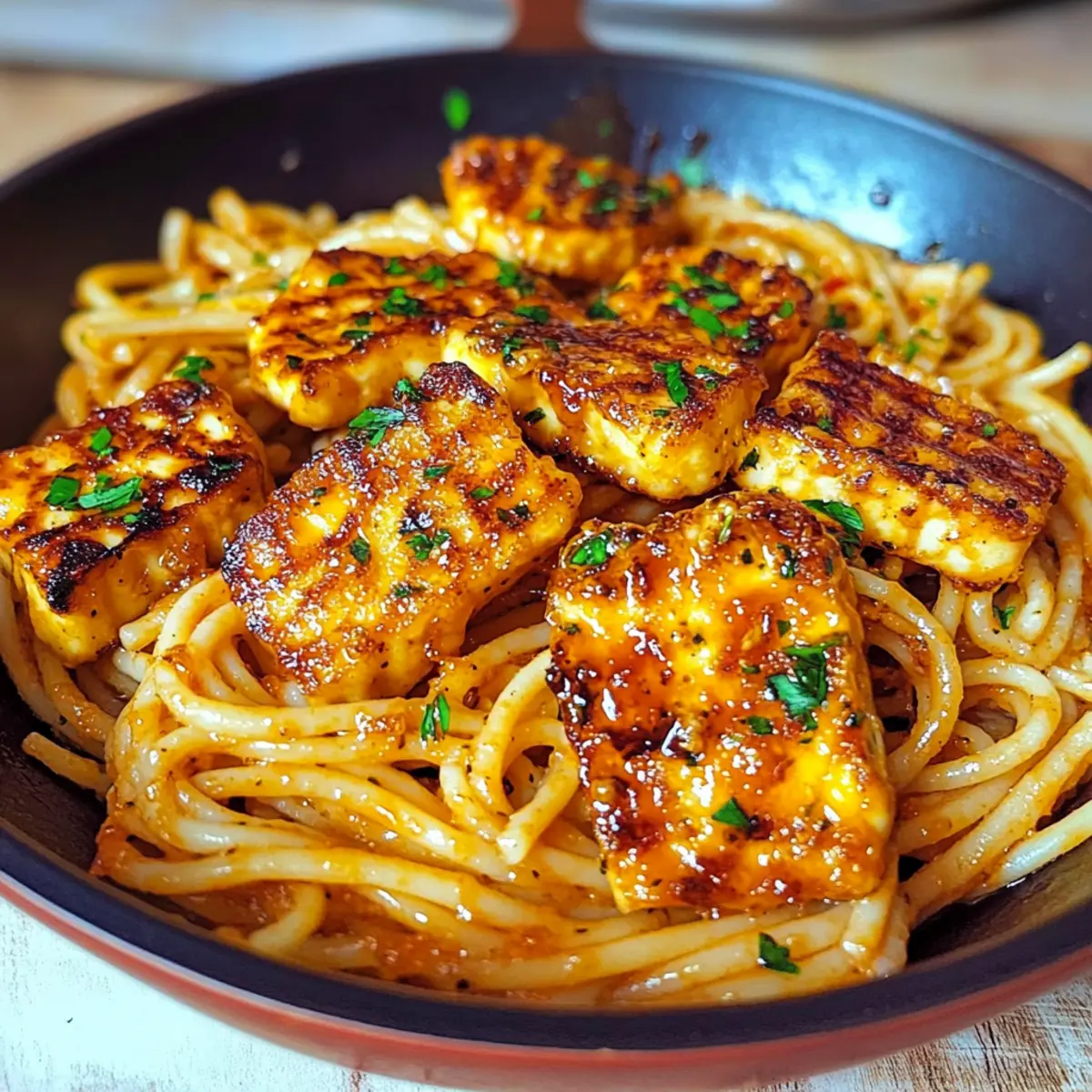Scharfe Honig-Halloumi-Pasta für den Genuss zu Hause