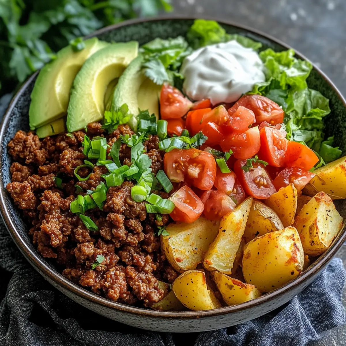 Beladene Kartoffel-Taco-Schüssel für ein gemütliches Essen