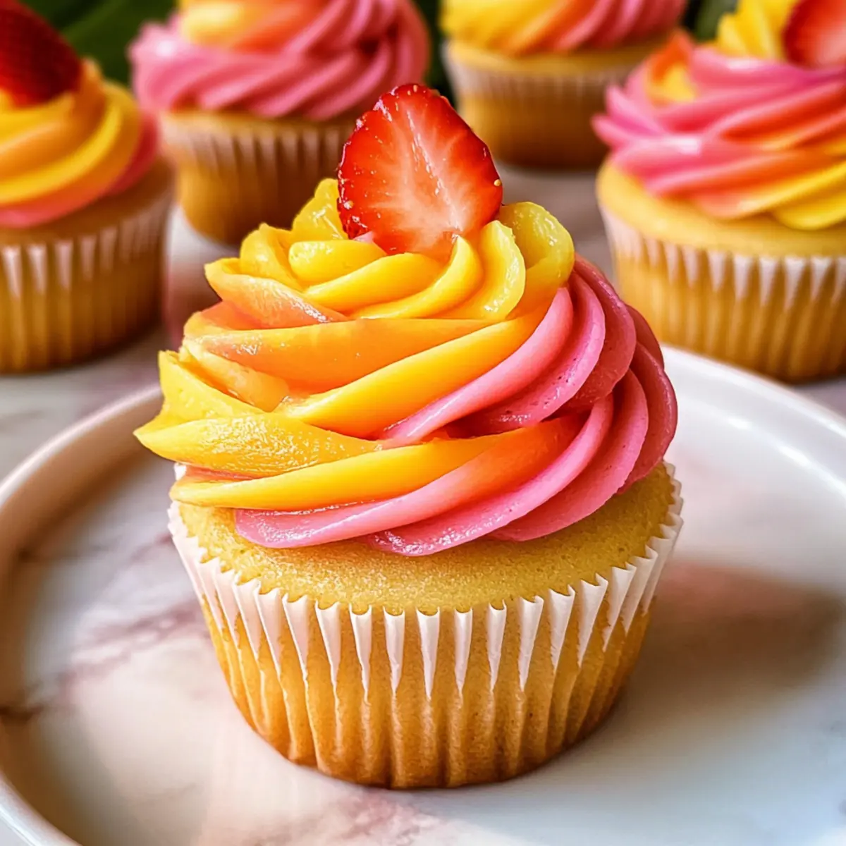 Mango Erdbeer Sonnenuntergang Muffins Rezept