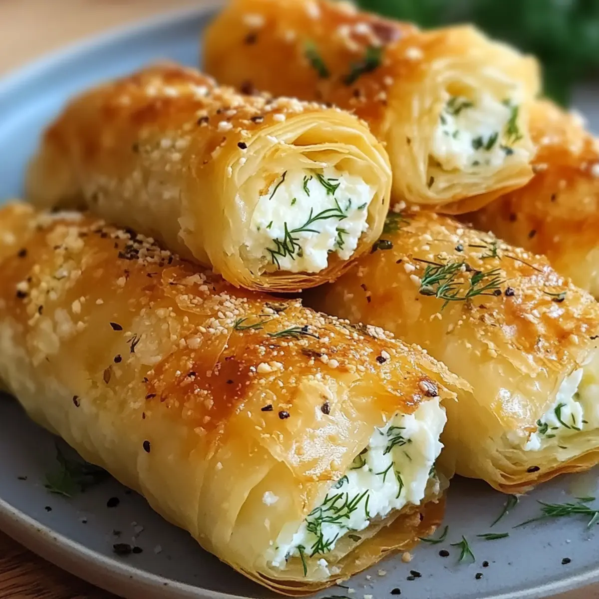 Ofen-Feta-Röllchen mit frischen Kräutern