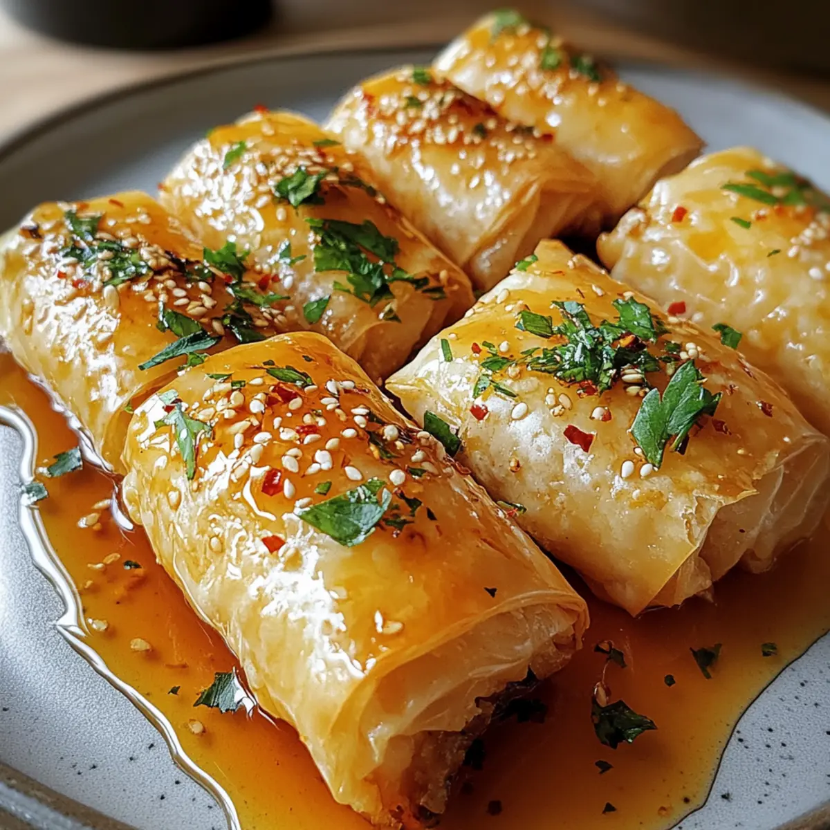 Ofen gebratene Feta-Rollen mit Chili-Honig genießen