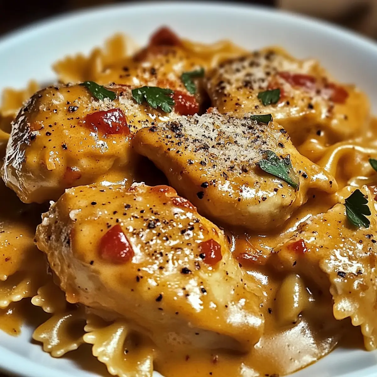 Parmesan geröstete rote Paprika Hähnchen leicht gemacht