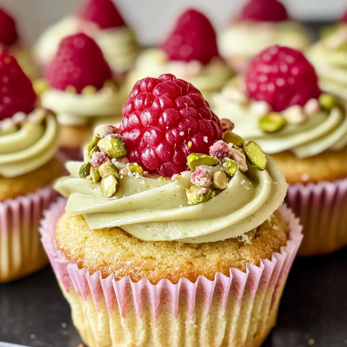 Pistazien-Cupcakes mit Himbeerfüllung zaubern Freude