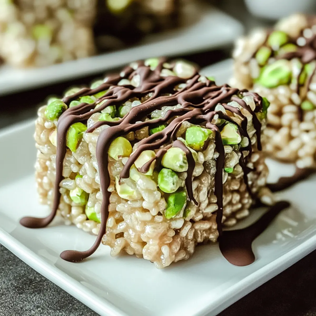 Pistazien-Reis-Krispies mit Schokoladenguss