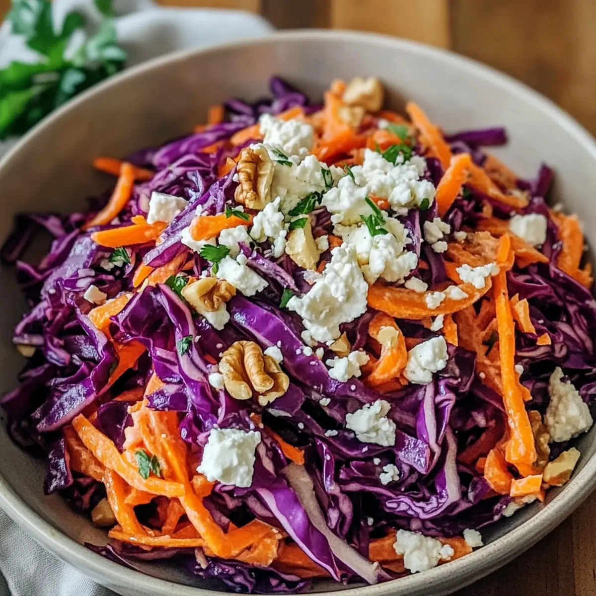 Rotkohlsalat mit Feta: Frisch, bunt und gesund