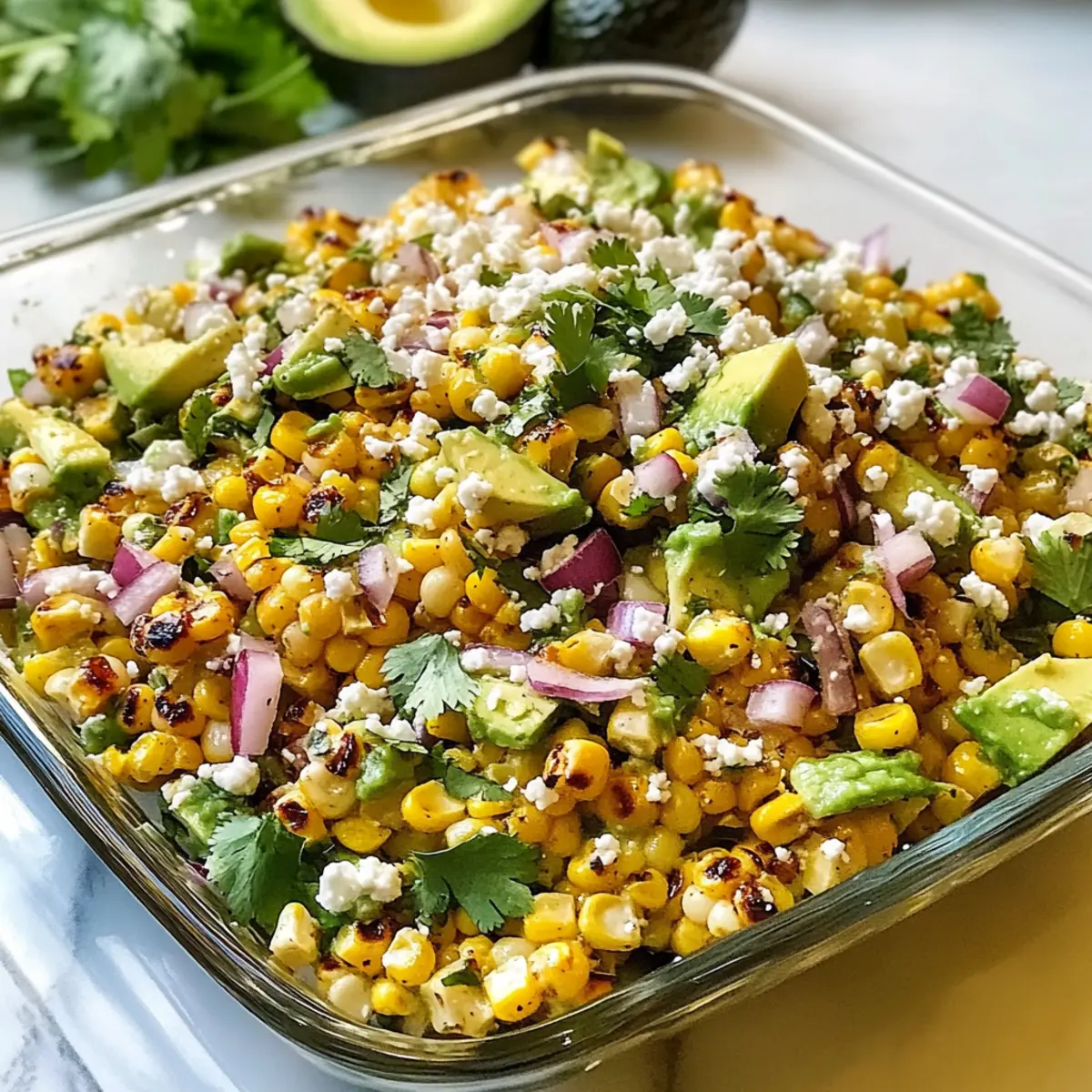 Straßenmais-Salat mit Avocado für den Feierabend