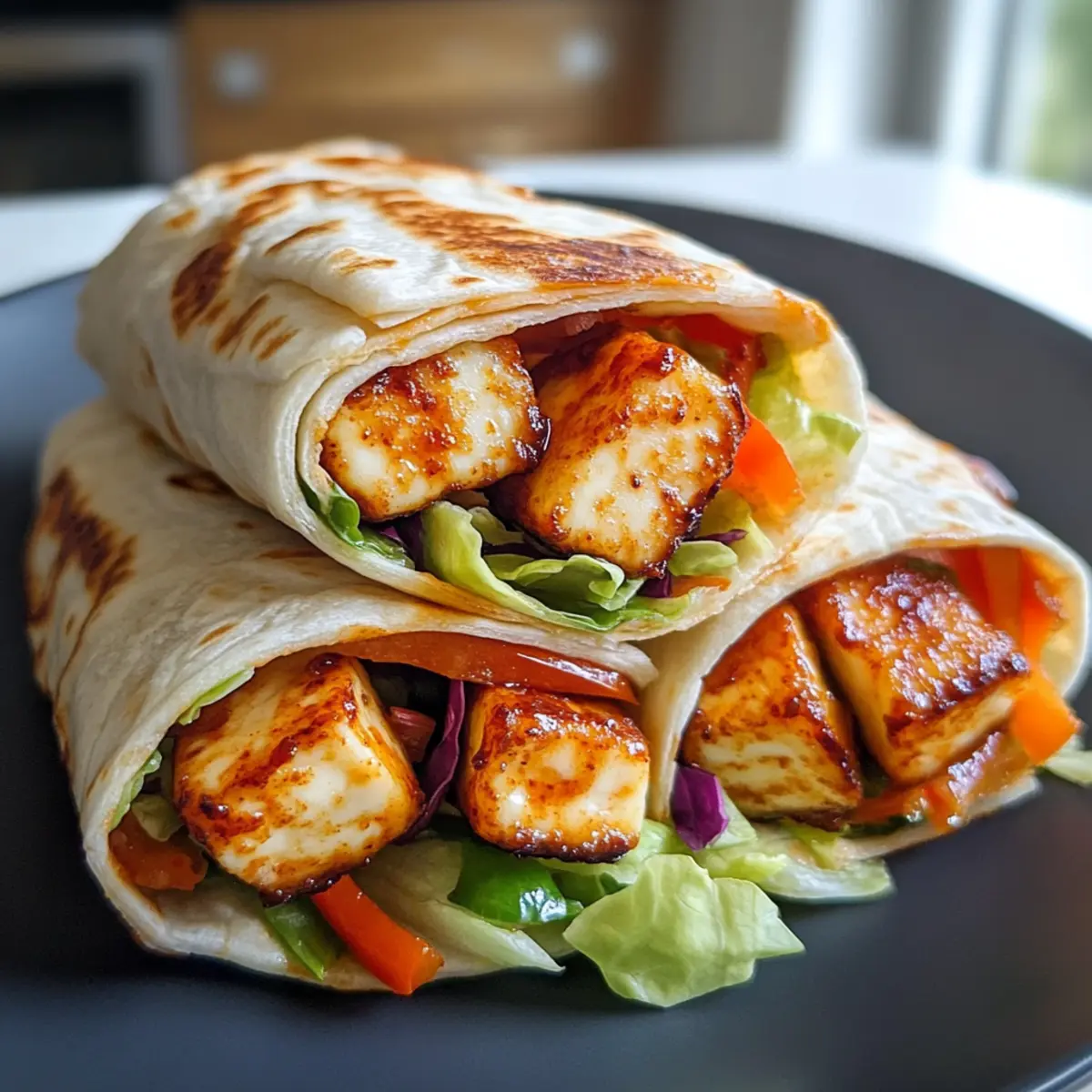Süße Chili Halloumi Wraps für schnellen Genuss