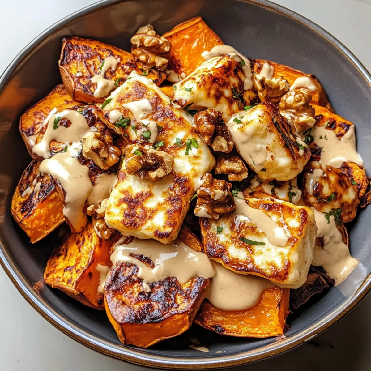 Die ultimative Halloumi-Süßkartoffel-Schüssel erleben