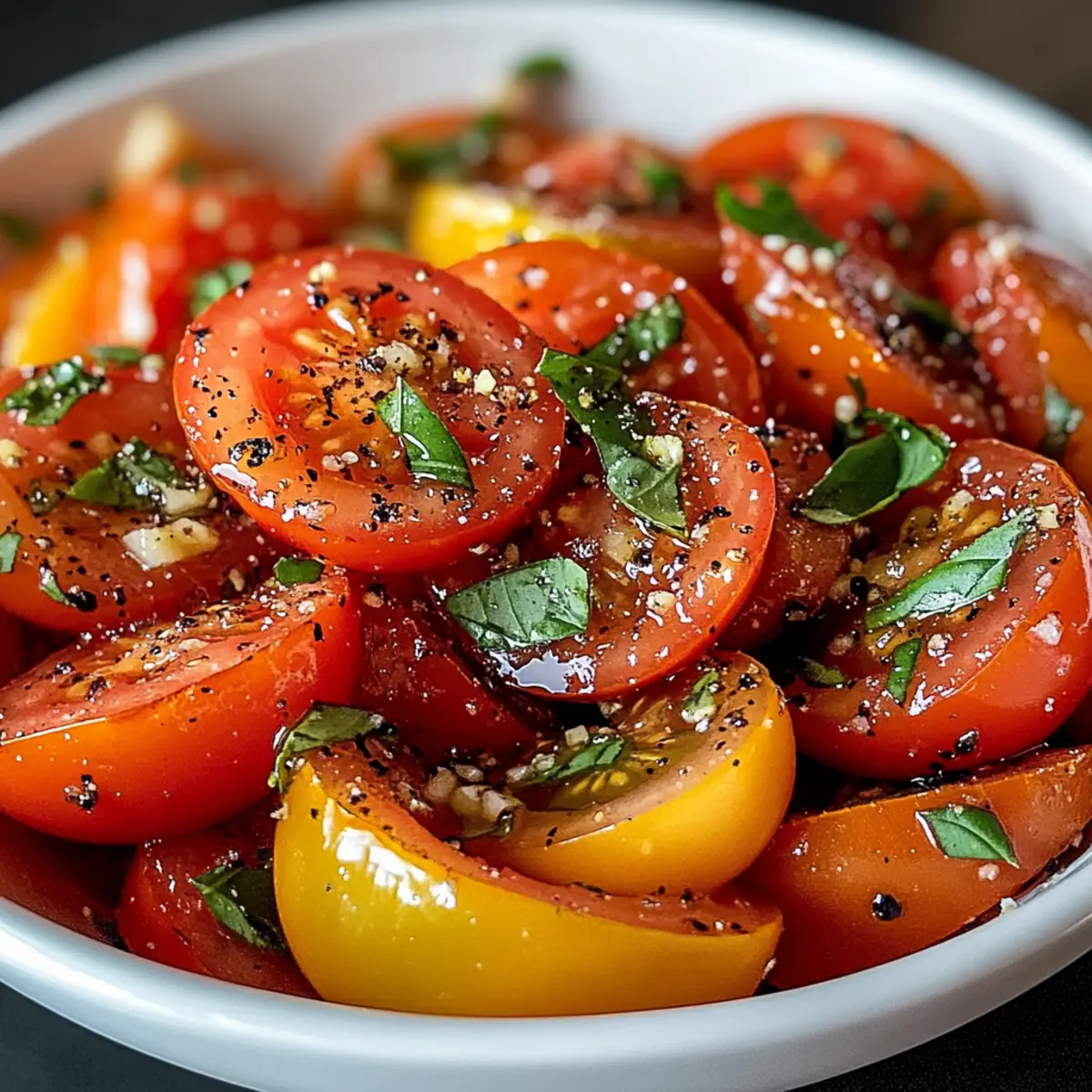 Tomaten Knoblauch Salat einfach und frisch genießen
