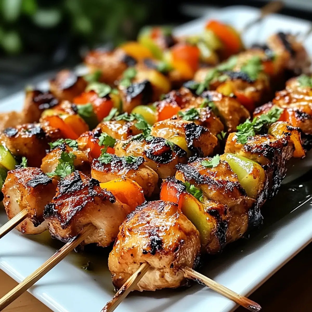 Tropische gegrillte thailändische Kokosnuss-Hähnchenspieße