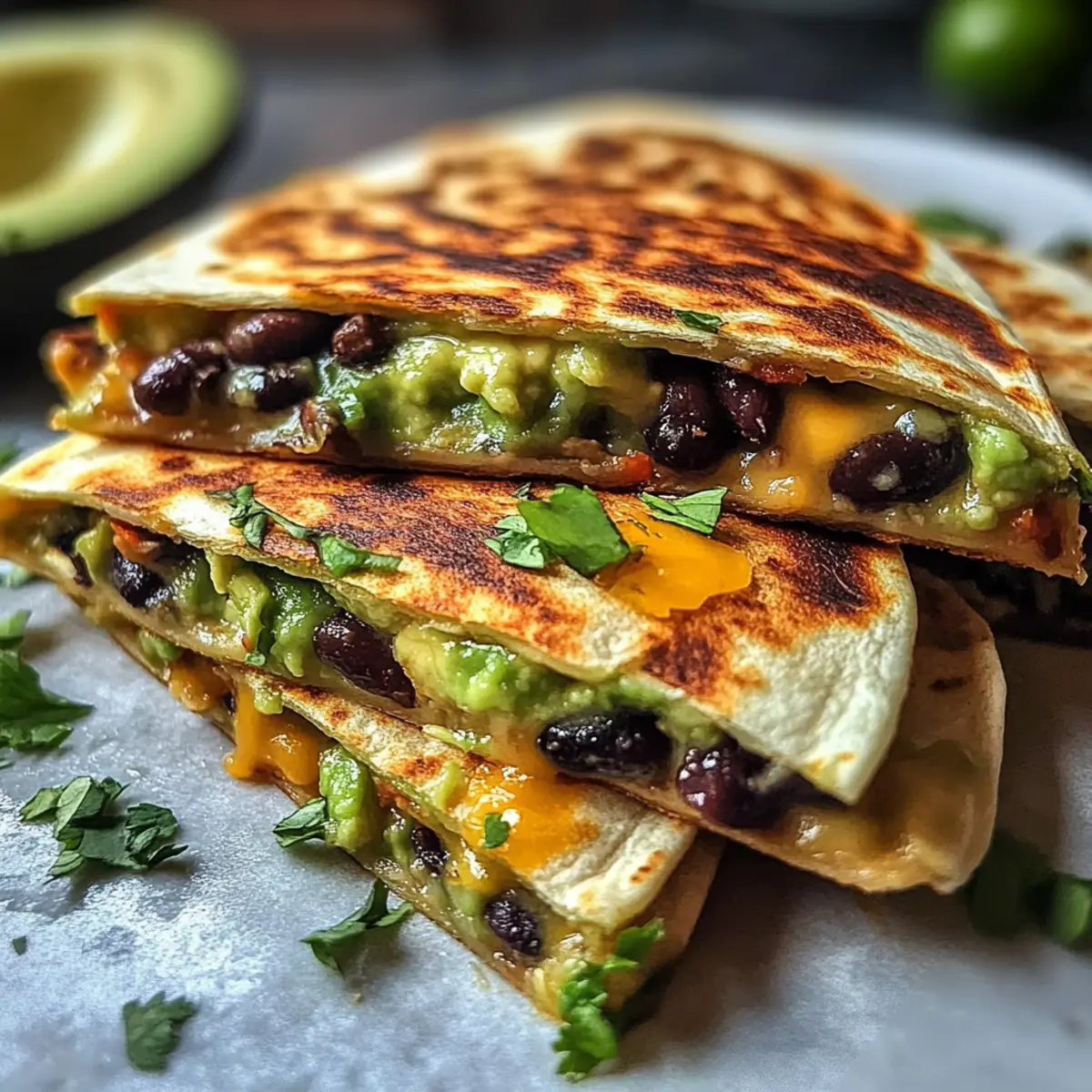 Vegetarische Avocado- und schwarzen Bohnen-Quesadilla lecker gemacht