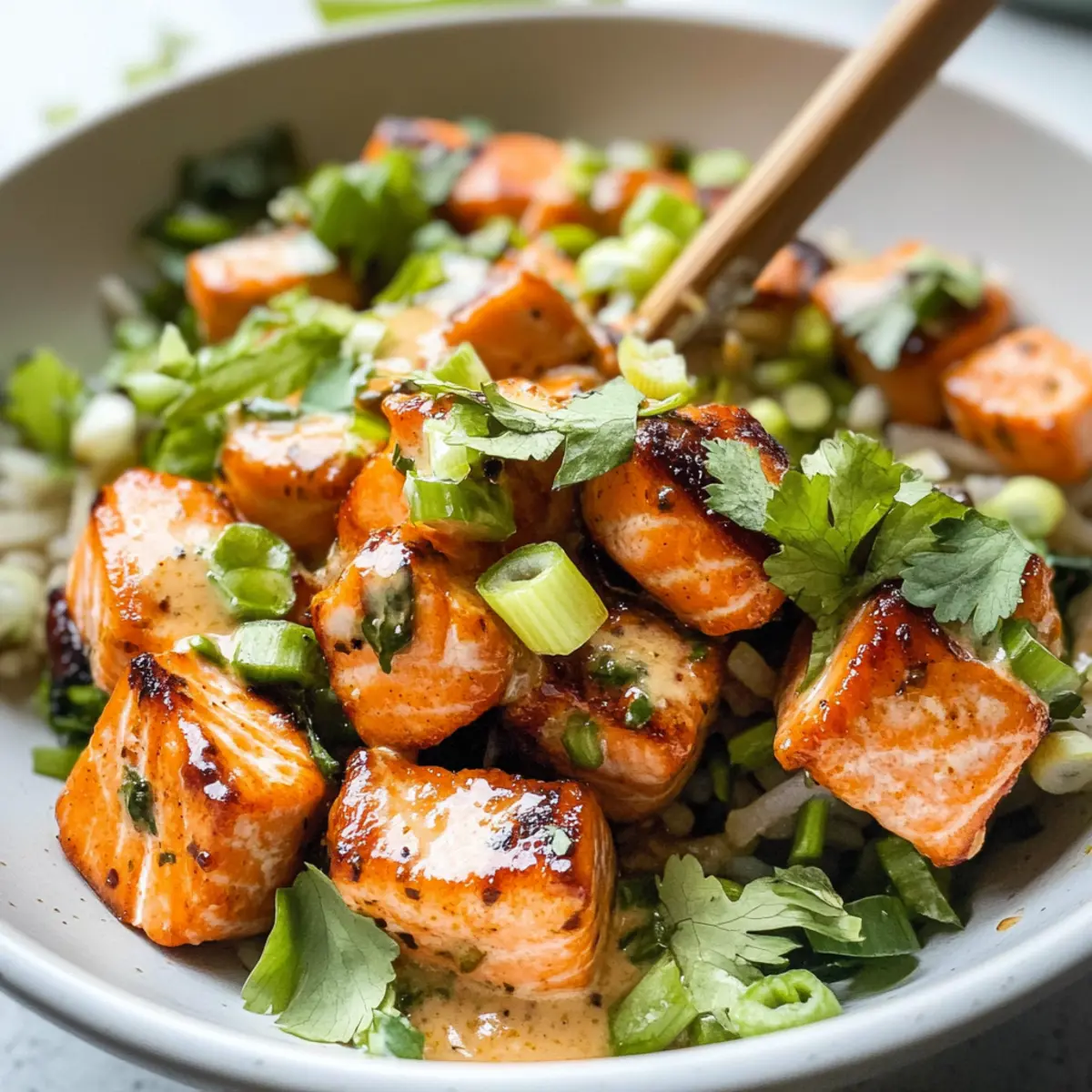 Airfryer Bang Bang Lachs Bissen in 10 Minuten