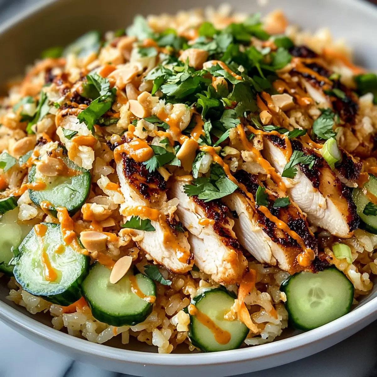 Bester knuspriger Reissalat mit Erdnussdressing