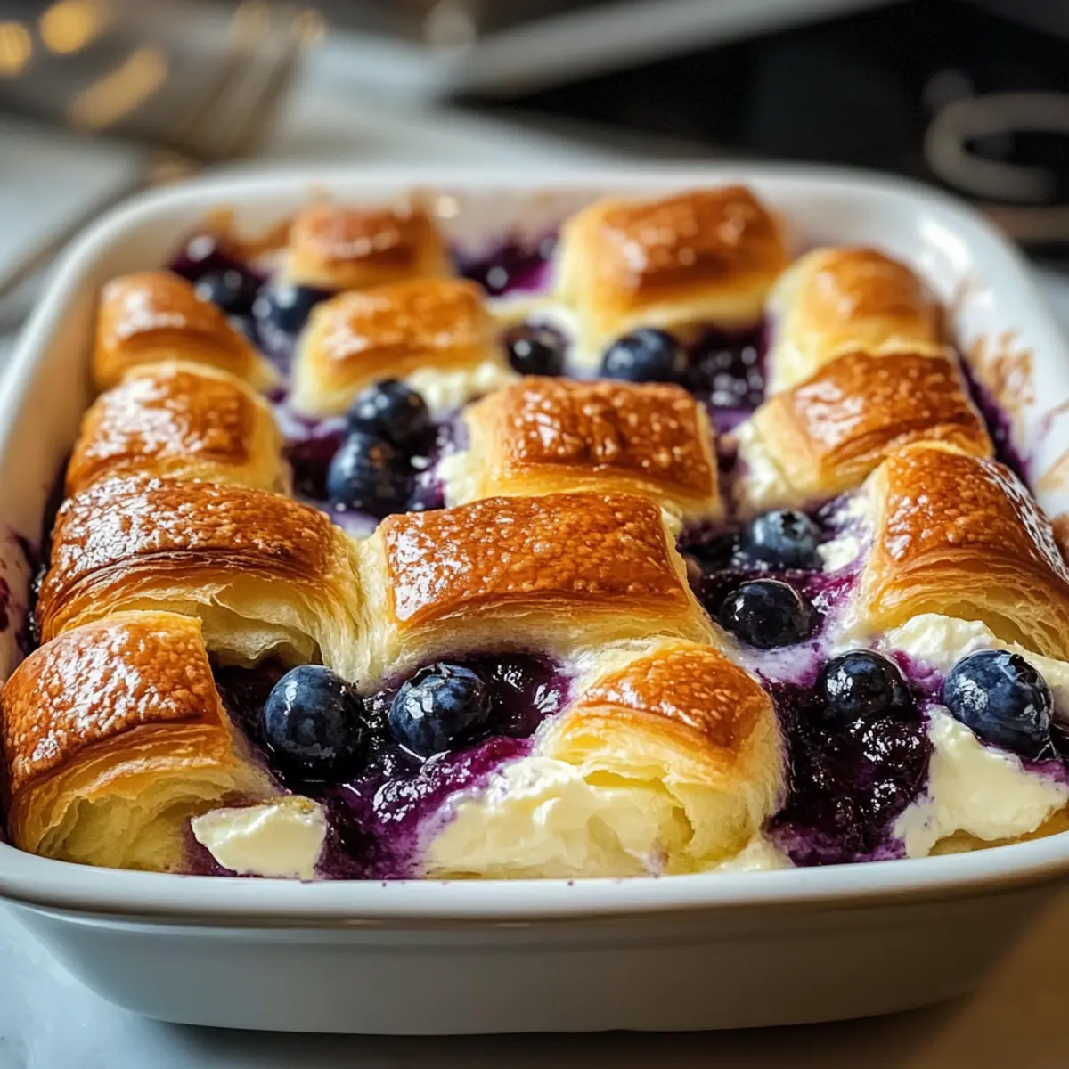 Blaubeer-Frischkäse-Croissant-Auflauf für gemütliche Mornings