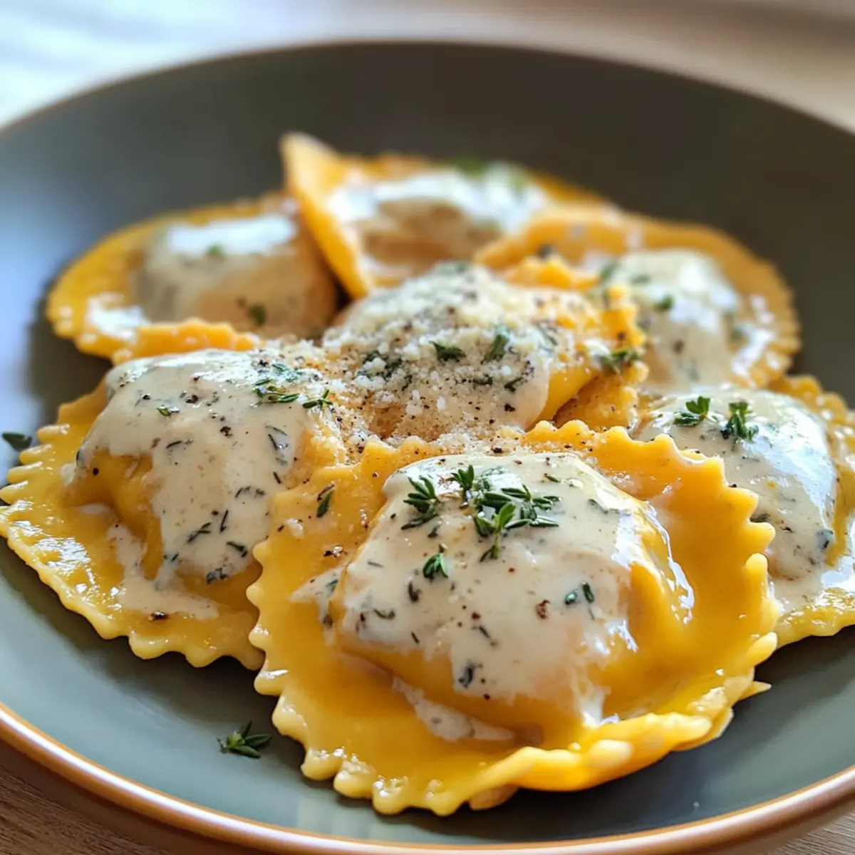 Butternut-Kürbis-Ravioli mit Ahornsirup-Cremesauce