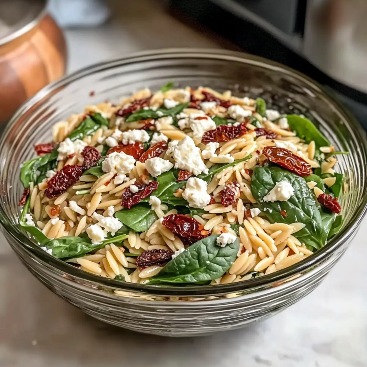 Klassischer Balsamico-Orzo-Salat voller Frische