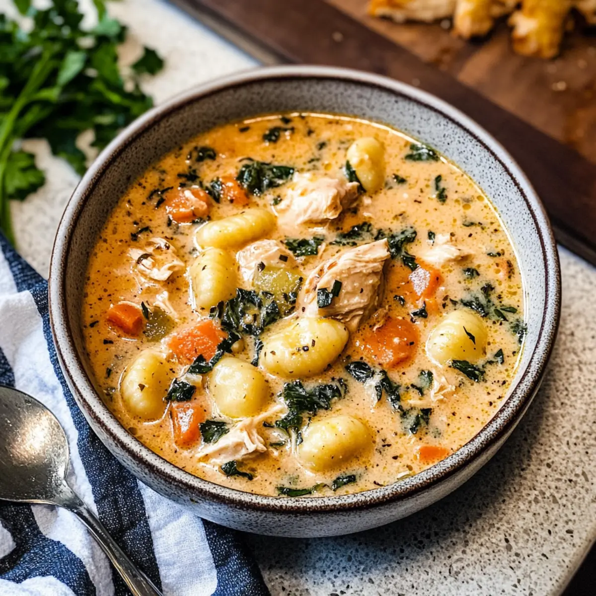 Cremige Hühnergnocchi-Suppe für kalte Abende