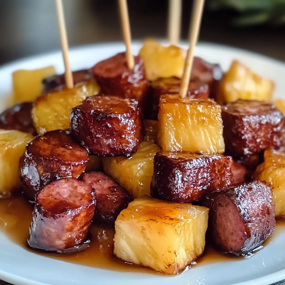 Glasiertes Kielbasa Ananas Häppchen zum Verlieben